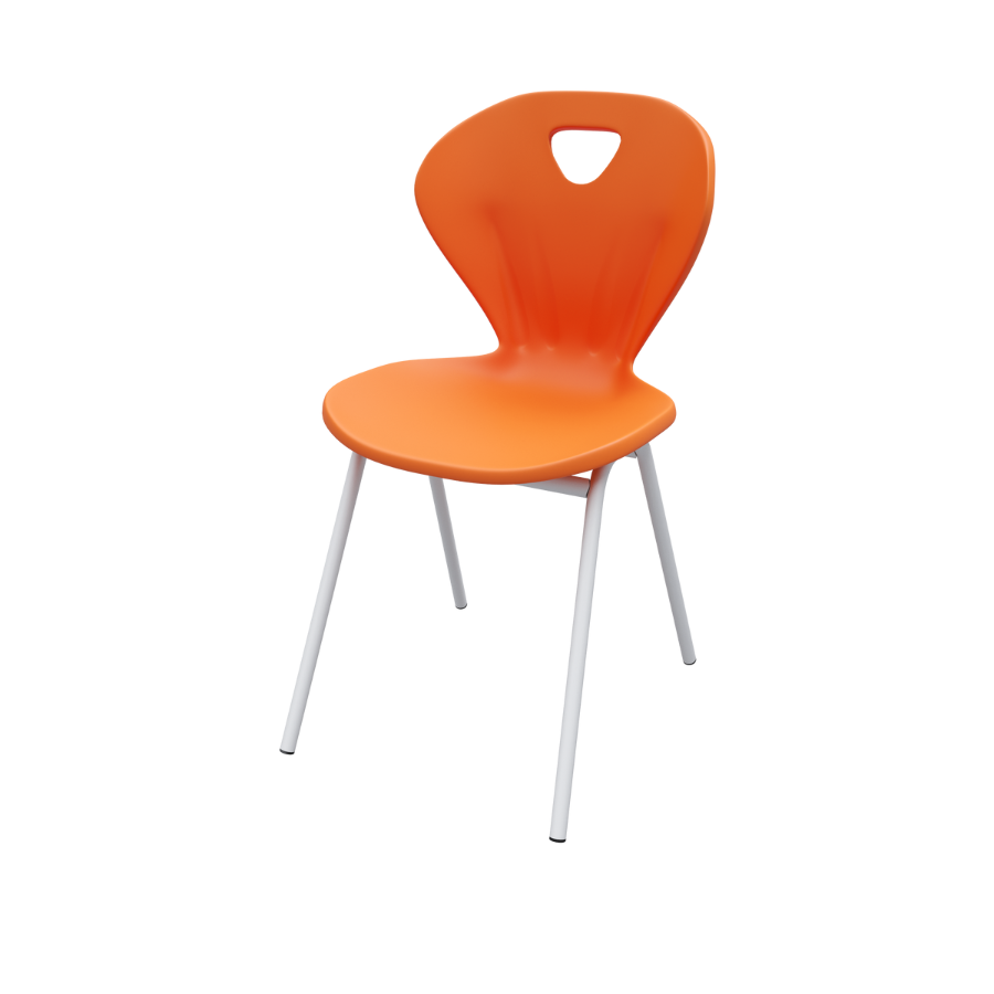 Стілець з цільнолитим поліпропіленовим моноблоком, з отвором на спинці, на круглій металевій трубі, АЛМАНТ, 435х500х840 мм.